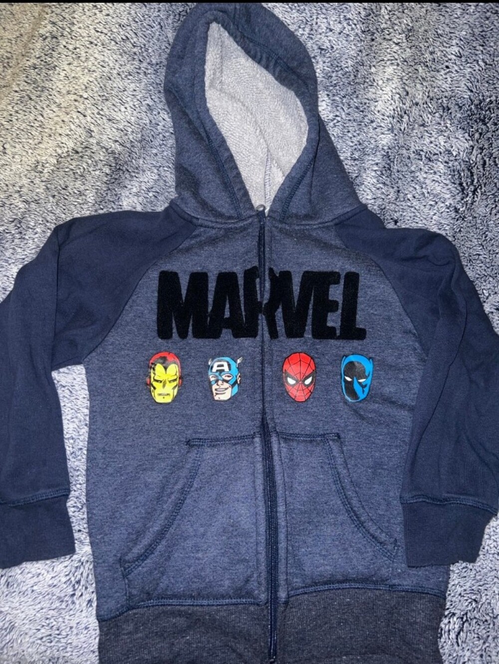 Marvel Kids Superheroes Sherpa Lined Zip-Up Hoodie Jacket Size 8
